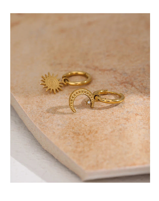 Boucles d’oreilles Nuit Etoilée en acier inoxydable doré
