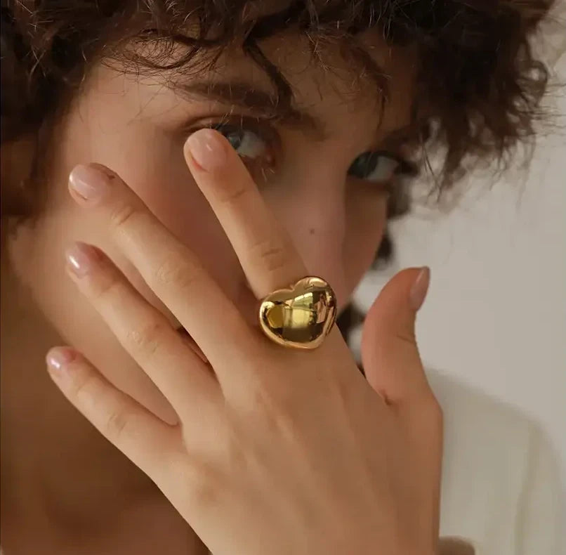 Bague Cœur imposant en acier inoxydable