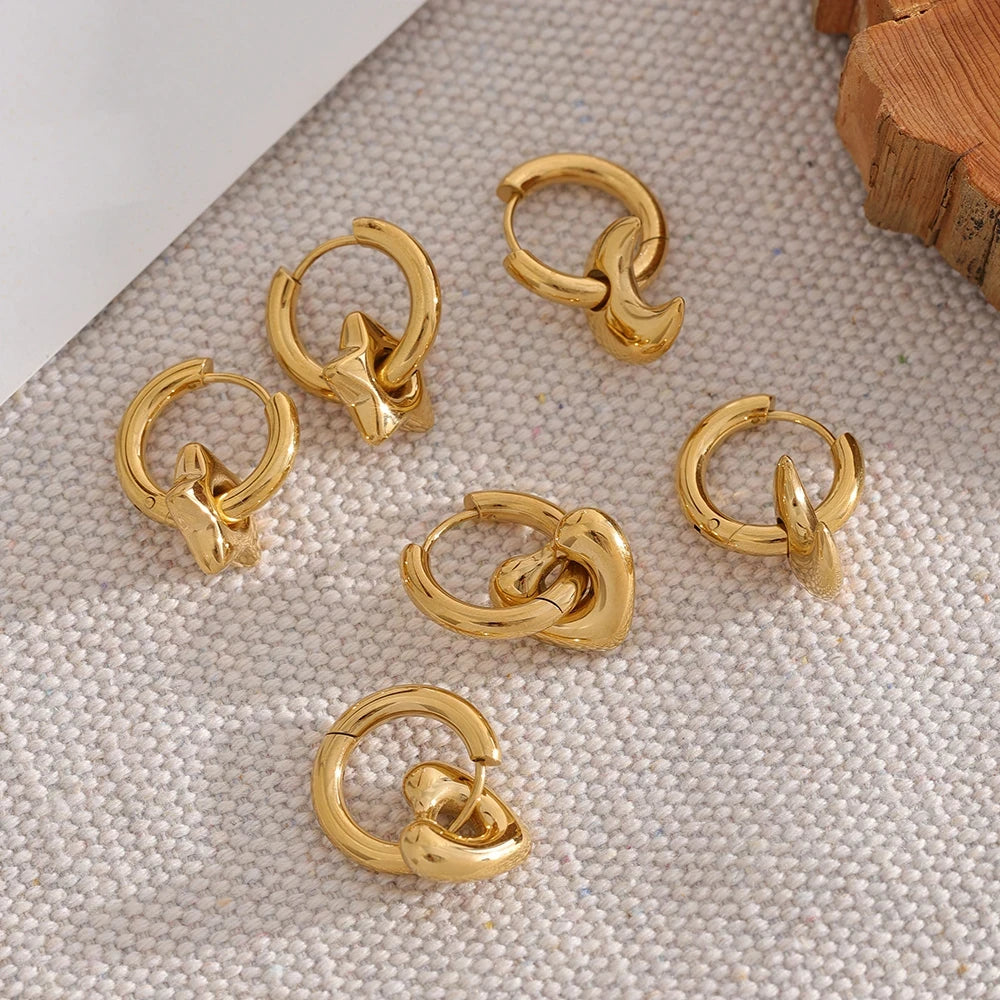 Boucles d’oreilles cœur en acier inoxydable