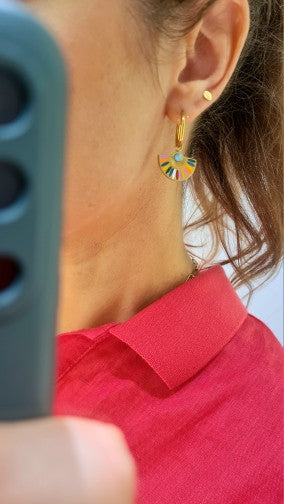 Boucles d’oreilles multicolores émaillées en acier inoxydable