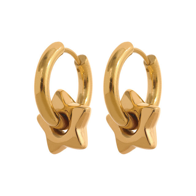 Boucles d’oreilles pendantes étoiles en acier inoxydable