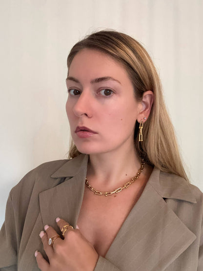 Boucles d’oreilles Сhaîne en acier inoxydable doré