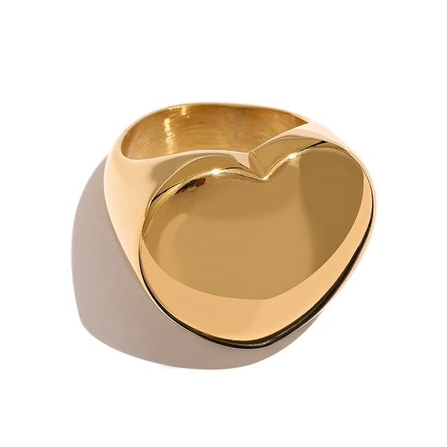 Bague Cœur imposant en acier inoxydable