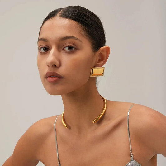 Collier ras-du-cou Magnétique en acier inoxydable doré