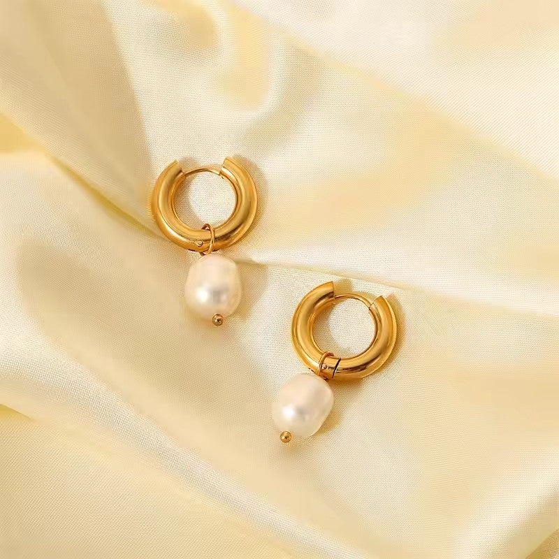 Boucles d’oreilles ores avec perle en acier inoxydable
