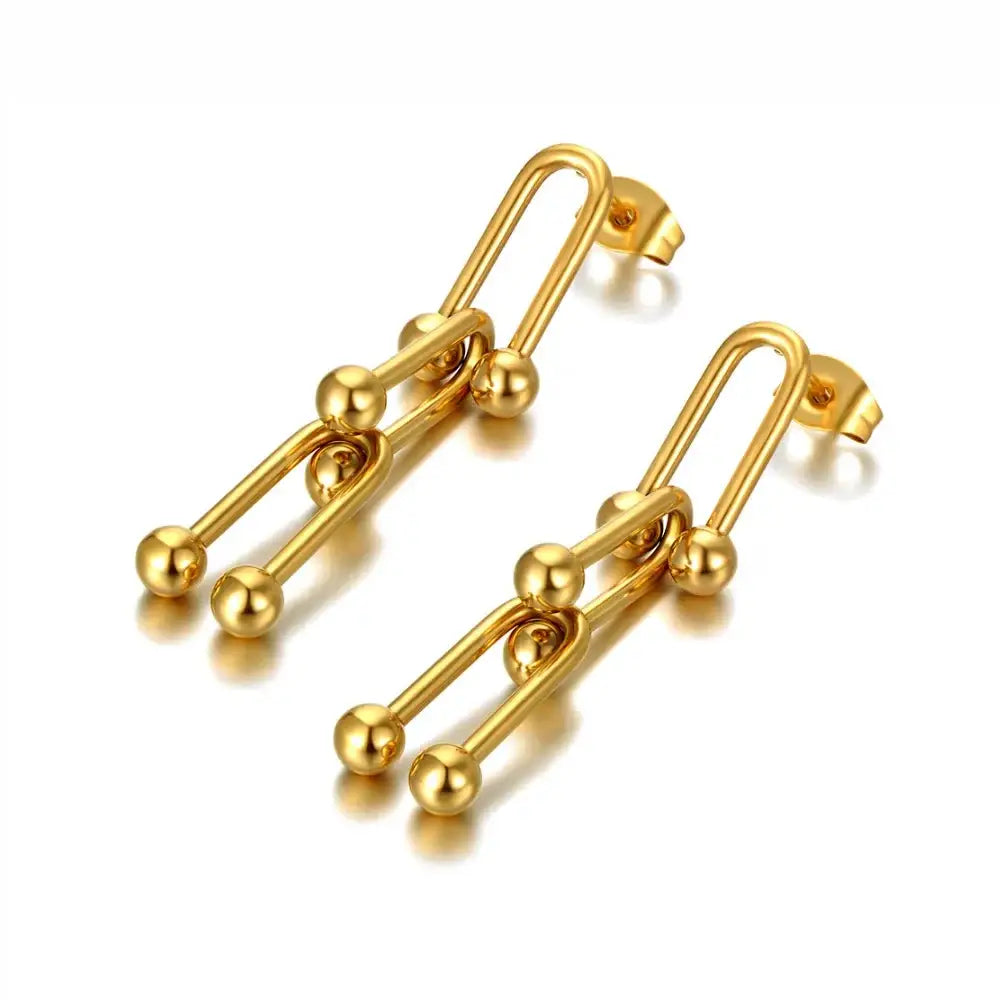 Boucles d’oreilles Сhaîne en acier inoxydable doré