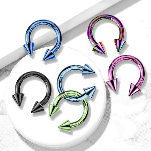 Piercing septum Fer à cheval à pointes 8 mm en acier inoxydable