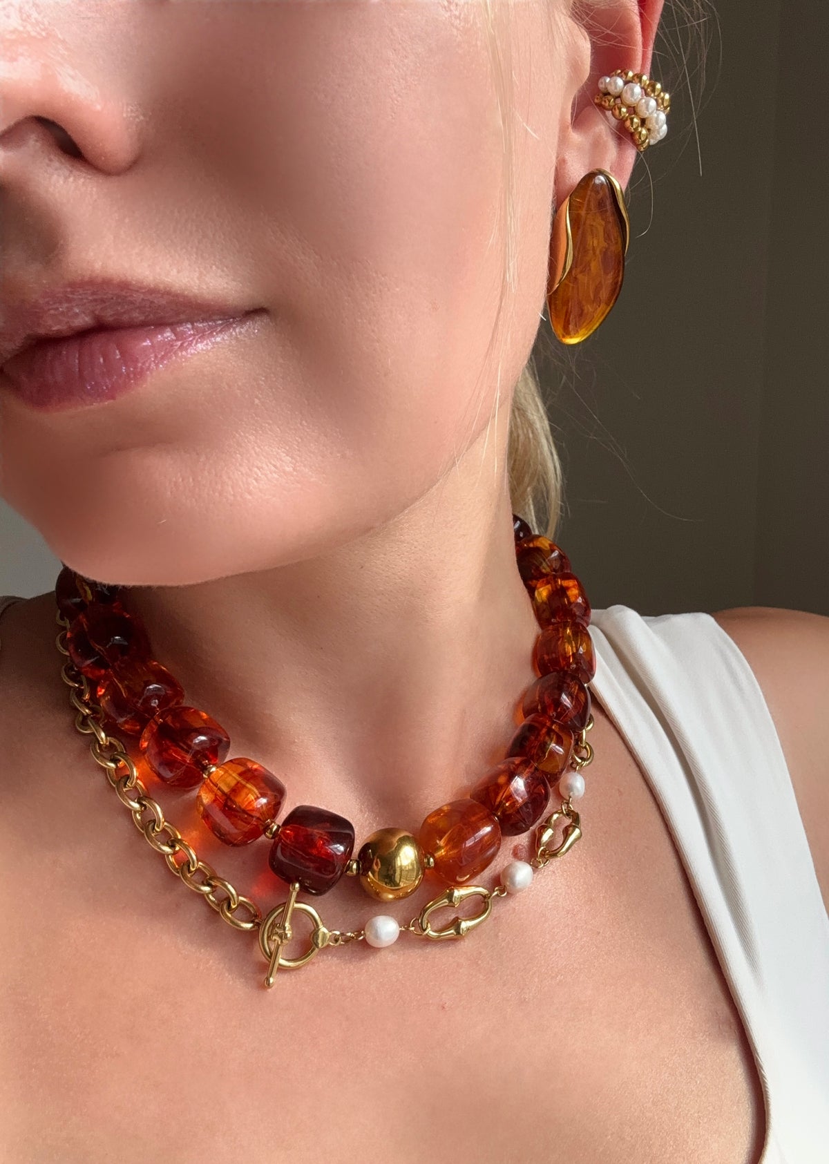Les boucles d’oreilles Ambre