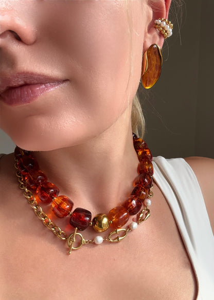 Les boucles d’oreilles Ambre